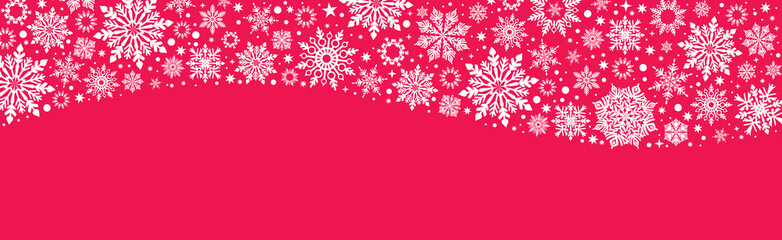 Christmas web banner Vector Red with white snowflakes background with copy space