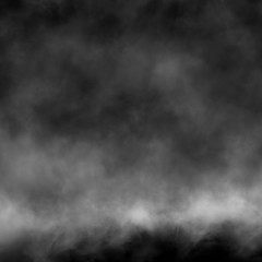 White fog and mist effect on black stage studio showcase room background.