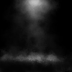 Obraz na płótnie Canvas White fog and mist effect on black stage studio showcase room background.