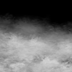 White fog and mist effect on black stage studio showcase room background.