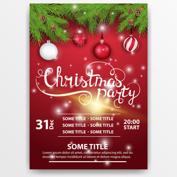 Christmas party. Modern, bright poster.