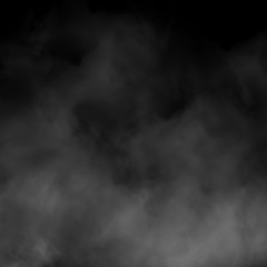 White fog and mist effect on black stage studio showcase room background.