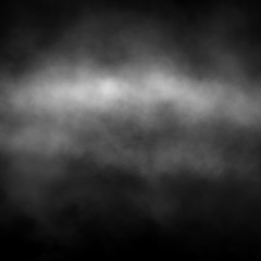 White fog and mist effect on black stage studio showcase room background.