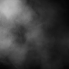 White fog and mist effect on black stage studio showcase room background.