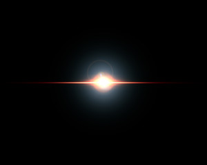 Isolated realistic lens flare visual effect on black night background. Space star. 