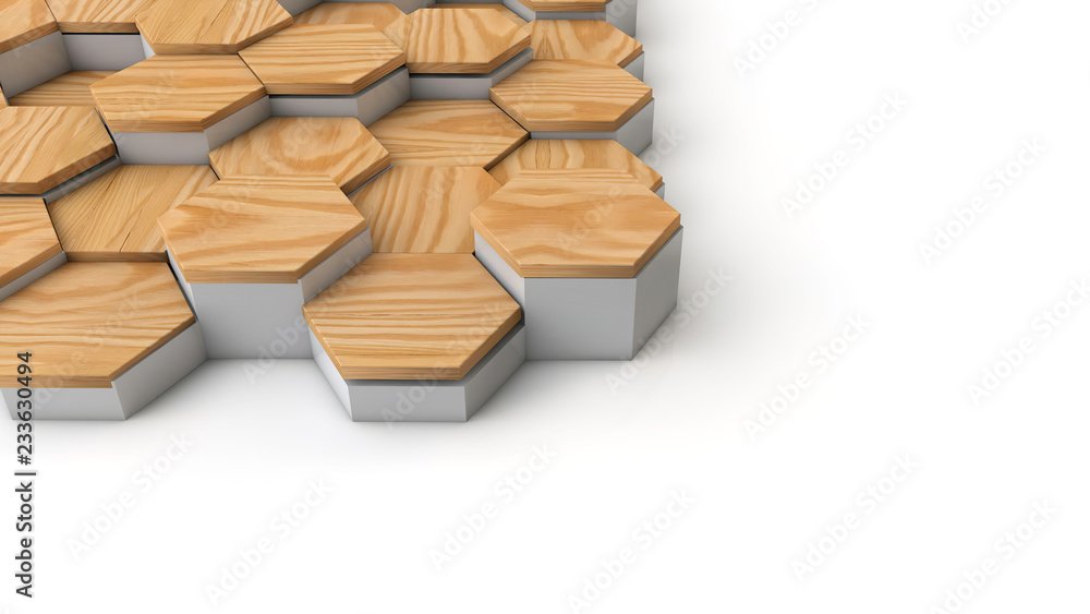 Aufkleber geometric wooden hexagon pattern background. 3d rendering