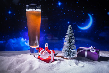 Christmas Beer on snow with decorative artwork