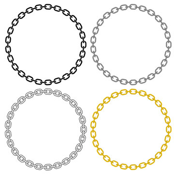 Metal Chain Link Circle Vector Illustration