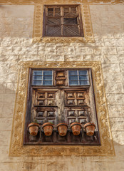 Windows of the beautiful Lercano manor house in La Orotava, Tenerife