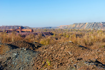 Fototapeta na wymiar View of the city from the industrial zone. Kryvyi Rih, Ukraine.