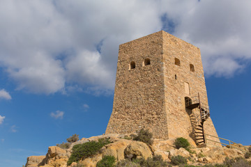 Fototapeta na wymiar Torre de Santa Elena La Azohia Murcia Spain, on the hill above the village located between Puerto de Mazarron and Cartagena