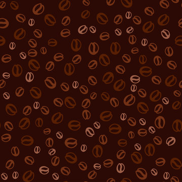 Coffee beans seamless pattern. Wrapping paper with coffee beans. Textile print, cafe decor and kitchen wallpaper pattern design.