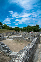 Fototapeta na wymiar The ruins of the archaeological site of Glanum near the city of St Remy de Provence, France