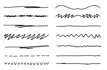 Clean minimalistic underline brush strokes isolated on white background.