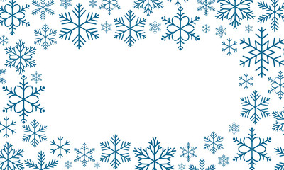 Abstract Christmas background. Winter frame with snowflakes over transparent background. Vector