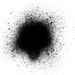 Realistic grunge graffiti spray paint effect on the white wall background. Isolated black ink texture.