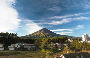 Mt.Fuji clearly without snow cap in the summer season.