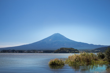 Mt.Fuji clearly without snow cap in the summer season.
