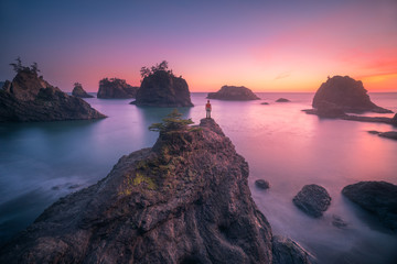 Watching Oregon coast sunset