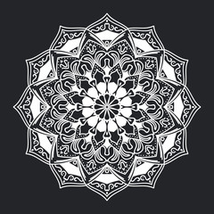 Mandala pattern black and white ornament for element design and background