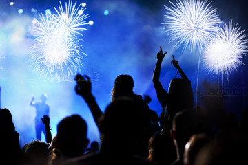 crowd watching fireworks - New Year celebrations