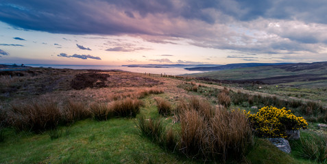Beautiful sea landscape on Causeway Road, Co Antrim, Northern Ireland.Photo taken on a small road to Dunseverick Harbour. From here you can see Dunseverick Falls.