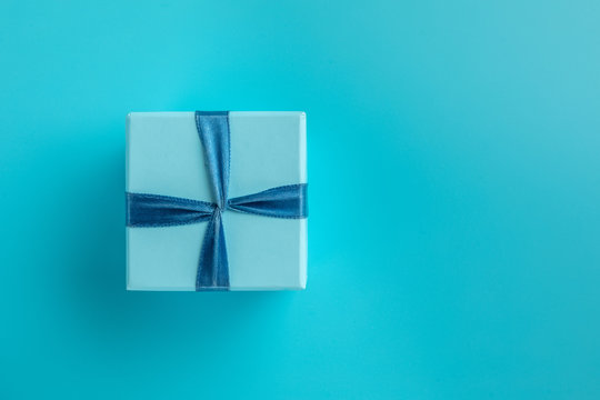 Blue Gift Box On Blue Background