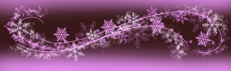 winter snowflake flourish header wide banner border background