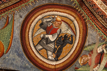 San Michele Arcangelo; affresco sul soffitto della pieve di Santa Maria in Castello, detta la Sagra; Carpi