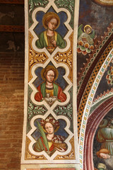 Obraz premium le Sante Lucia, Agnese e Flora; affresco su un arco della pieve di Santa Maria in Castello, detta la Sagra; Carpi