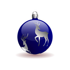 Blue Christmas ball with silver reindeer