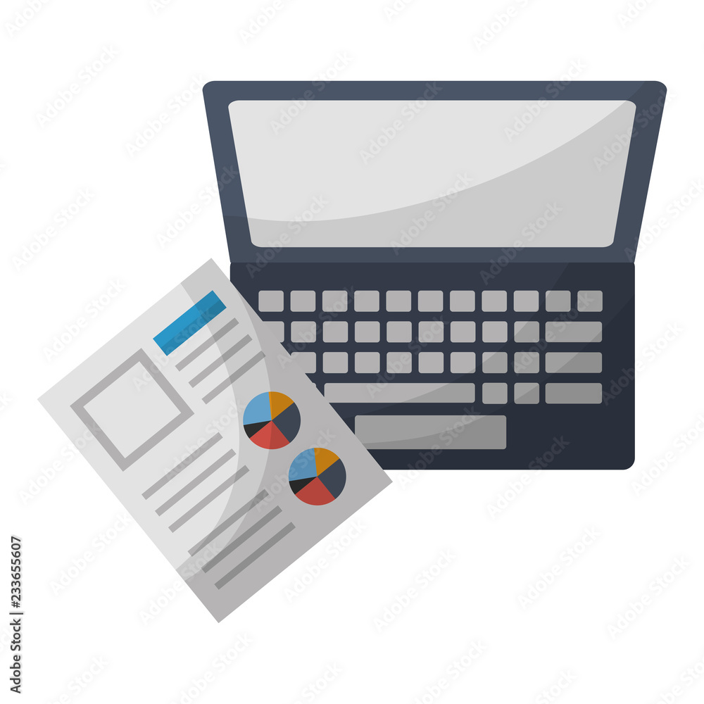 Poster laptop computer document report work