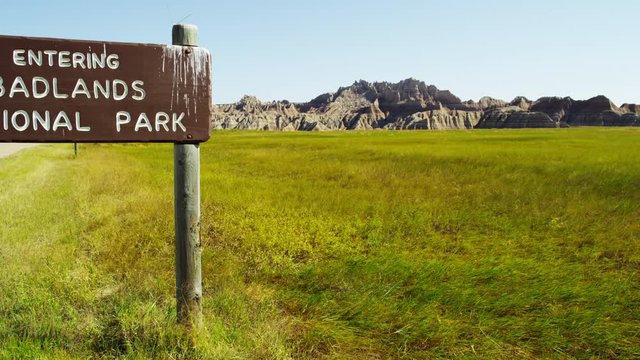 National Park sign Badlands South Dakota Landscape, buttes, USA