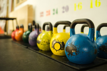 Obraz na płótnie Canvas Kettlebell on the Floor at the Gym