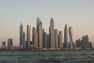 Fototapeta na wymiar Amazing view of Dubai skyline from the sea