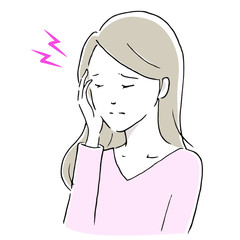 女性　苦痛　シンプル手描き風
