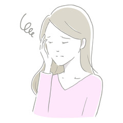 女性　苦痛　やわらか手描き風