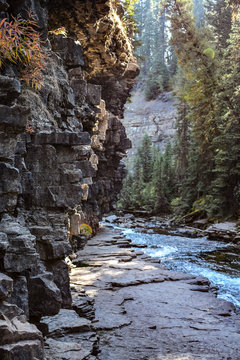 Rock formation along Ousel Falls hiking trail Big Sky Montana