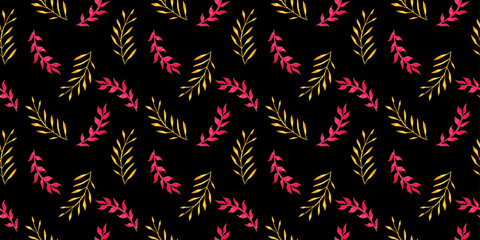 Naklejka premium pink and yellow branches on a black color