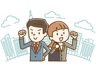 ビジネスマン　ビジネスウーマン　手描き風