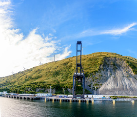 A Container Crane a Type of Large Dockside Gantry Crane Found at Shipping Container Terminals for...