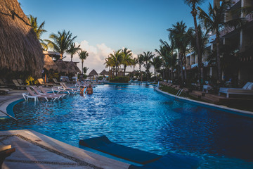 swimming pool in luxury hotel