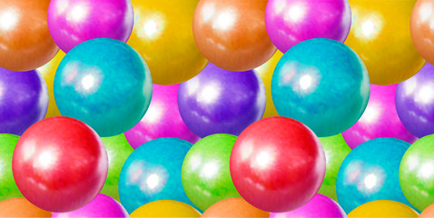 Fototapeta na wymiar Vector Seamless Pattern, Pastel Colores Balls Background, Children Toys, Dragee Sweets, Plastic Spheres.