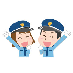 警備員　ガッツポーズ　男女