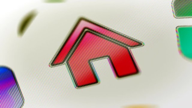 Homepage icon in the screen. Looping footage has 4K resolution. Prores 4444. 3D Illustration.