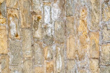 Old bright brick wall texture closeup, background