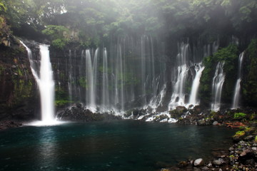 Shiraito Waterfall is a beautiful waterfall in Japan, it is very clear water to see the fish. good scene of waterfall.