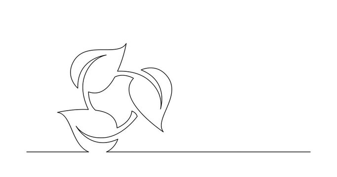 Self Drawing Line Animation of continuous line concept sketch drawing of renewal green enegry symbol
