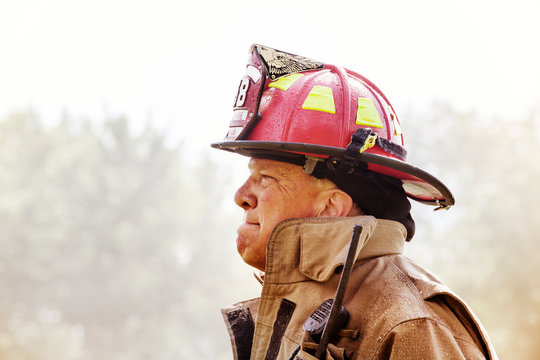Side view of firefighter
