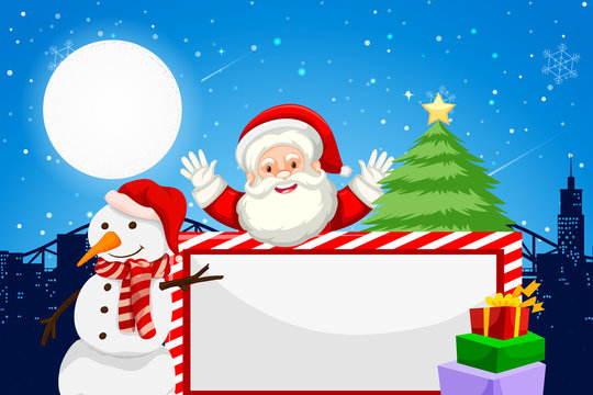 Santa and holiday themed blank frame